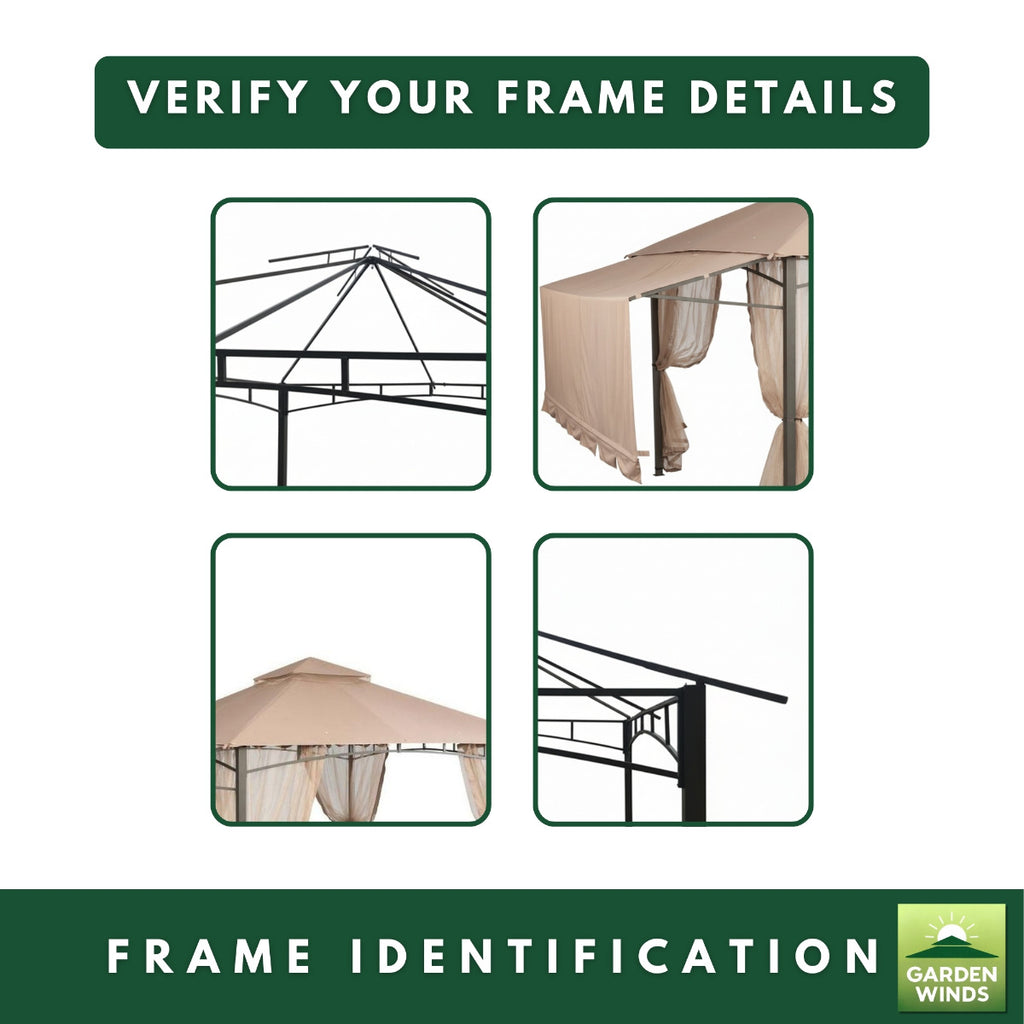 Replacement Canopy and Netting Set for Garden House 5SGZ14051010NN 10' x 10' Gazebo - Beige, RipLock 350