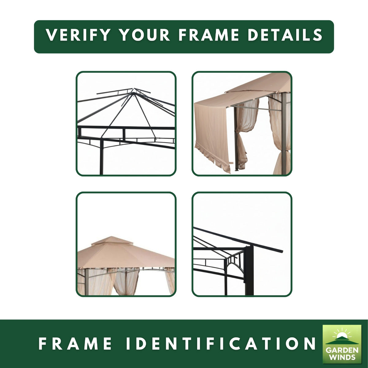 Replacement Canopy and Netting Set for Garden House 5SGZ14051010NN 10' x 10' Gazebo - Beige, RipLock 350