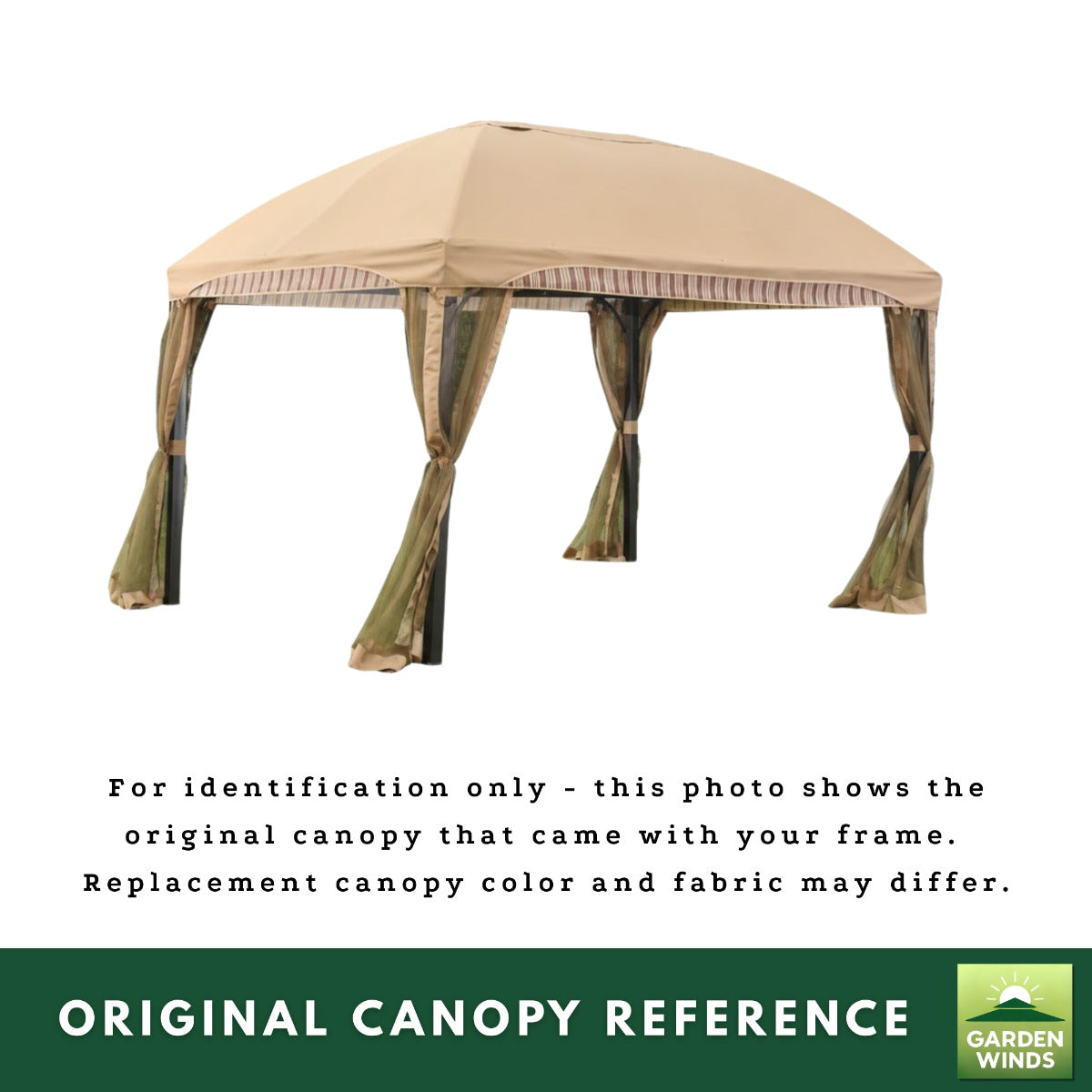 Replacement Canopy and Netting Set for Menards Domed L-GZ702PCO-A 10' x 13' Gazebo - Beige, RipLock 350