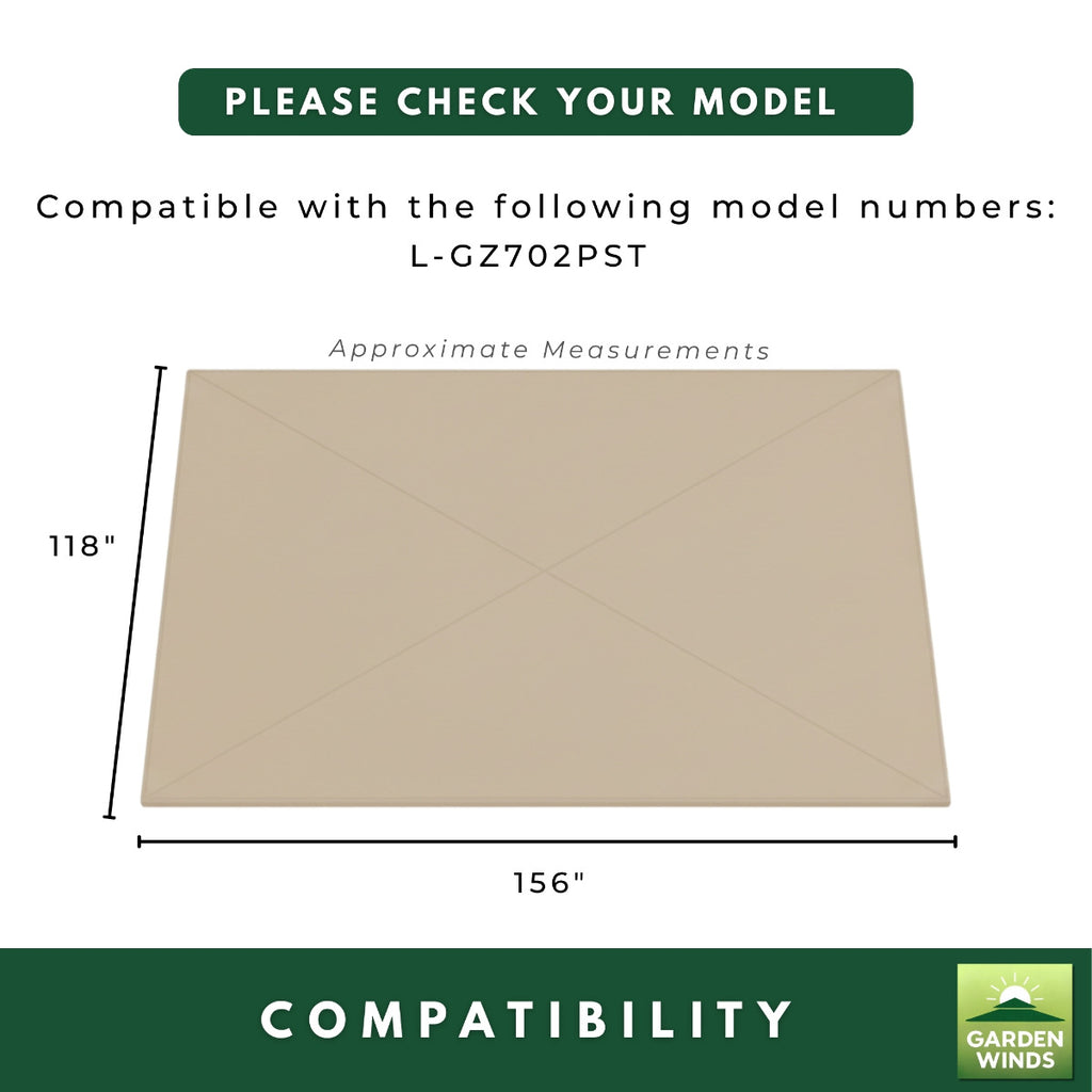 Replacement Canopy and Netting Set for Pomeroy Domed L-GZ702PST 10' x 13' Gazebo - Beige, RipLock 350