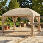 Replacement Canopy and Netting Set for Pomeroy Domed L-GZ702PST 10' x 13' Gazebo - Beige, RipLock 350