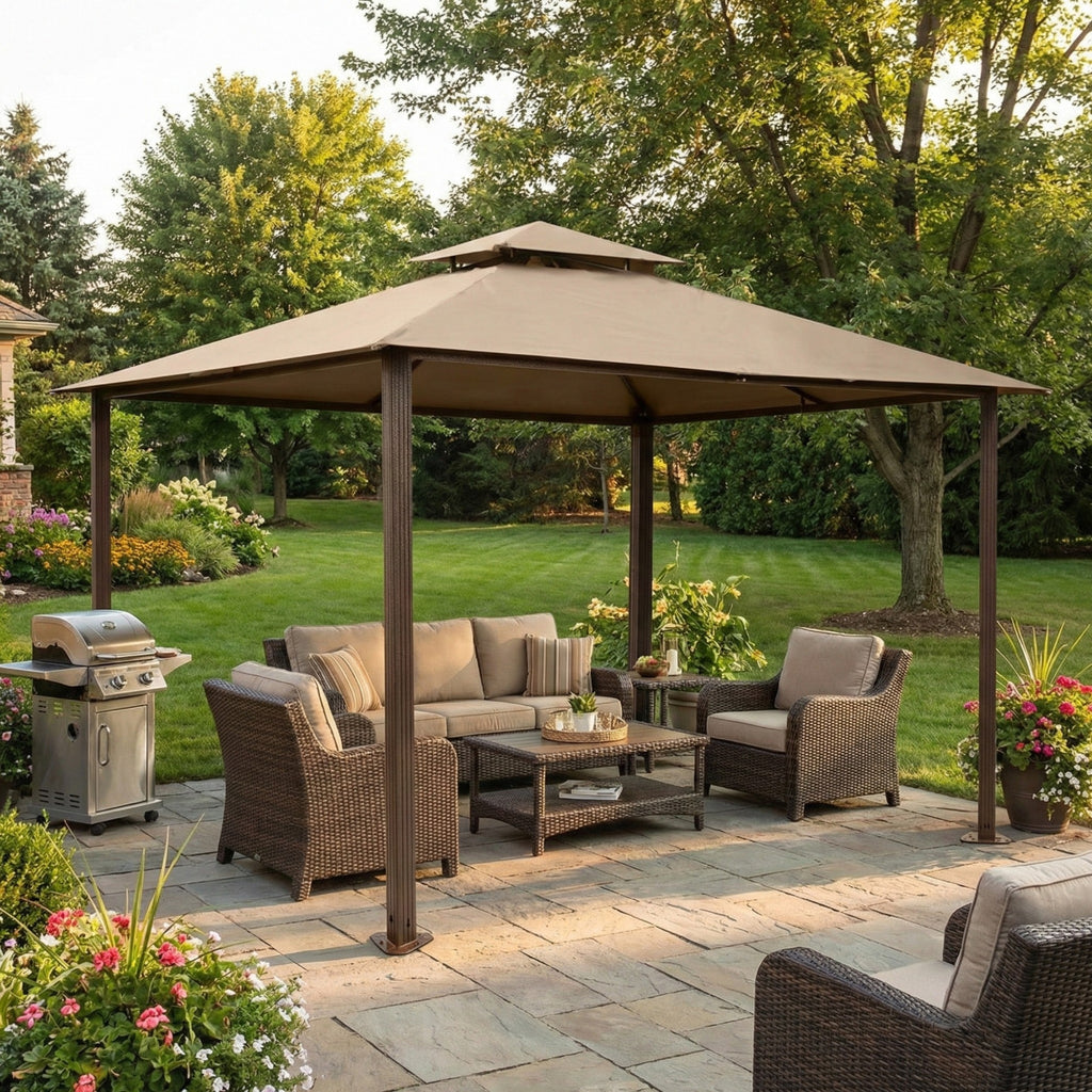 Replacement Canopy for Kingsbury GZ584 10' x 13' Gazebo - Beige, RipLock 500