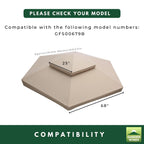 Replacement Canopy and Netting Set for Hexagon Solar GFS00679B 10' Gazebo - Beige, RipLock 350