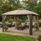 Replacement Privacy Curtain Set for Riviera Sonoma Wicker L-GZ815PST 10' x 12' Gazebo - Beige, 350