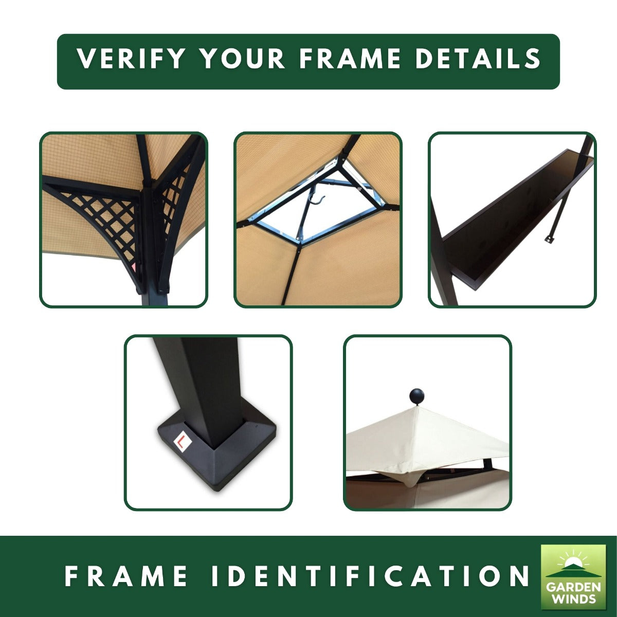 Replacement Canopy for Windsor L-GG054PST Grill Gazebo - Riplock 350, Green Spruce