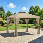 Replacement Canopy and Netting Set for Bergamo Sonoma X1405030 10' x 10' Gazebo - Beige, Riplock 350
