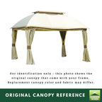 Replacement Canopy and Netting Set for Domed L-GZ822PCO 10'x13' Gazebo - Beige, RipLock 350
