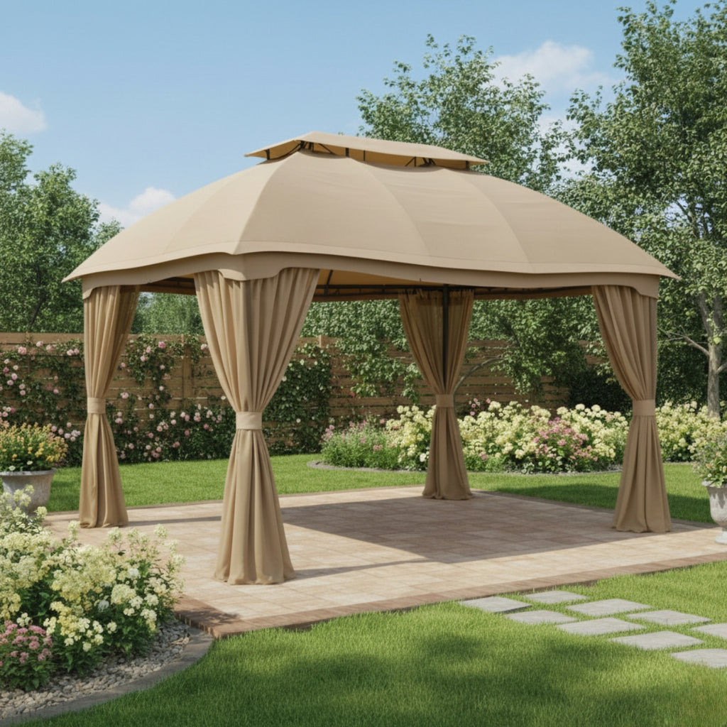 Replacement Privacy Curtain Set for Domed L-GZ822PCO 10'x13' Gazebo - Beige, 350