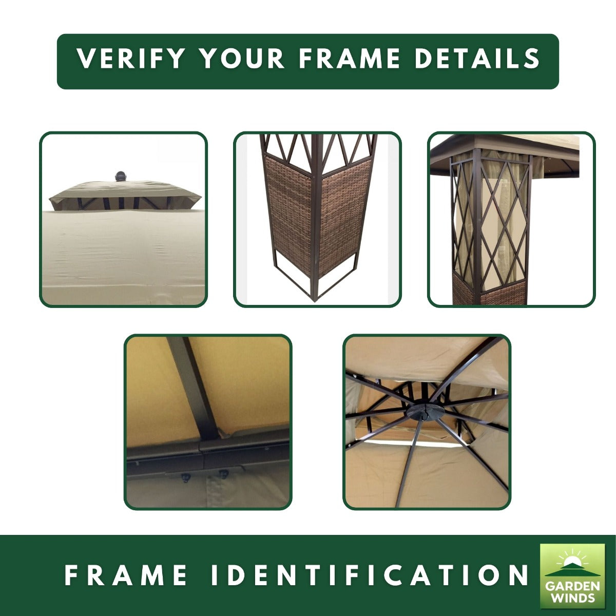 Replacement Canopy and Netting Set for EG Wicker GF-16S097B 10' x 10' Gazebo - Beige, RipLock 350