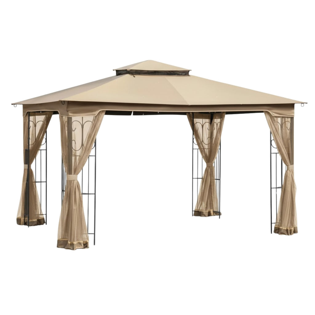 Replacement Canopy and Netting Set for Regency II L-GZ798PST 10' x 12' Gazebo - Beige, RipLock 350