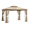 Replacement Canopy and Netting Set for Regency II L-GZ798PST 10' x 12' Gazebo - Beige, RipLock 350