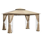 Replacement Canopy and Netting Set for Regency II L-GZ798PST 10' x 12' Gazebo - Beige, RipLock 350
