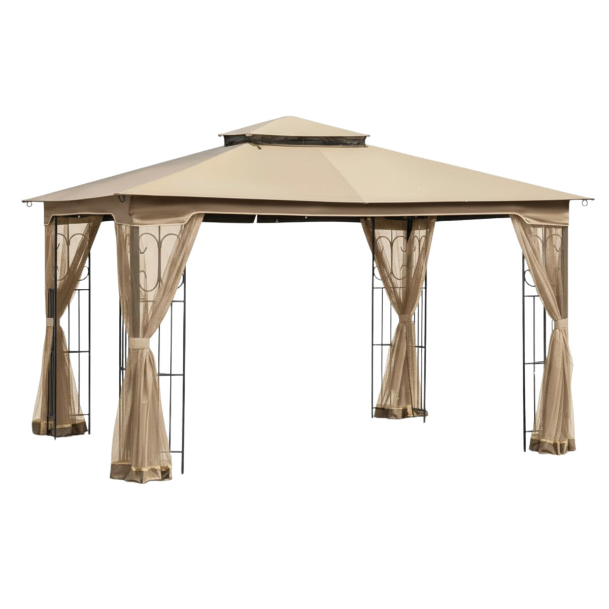 Replacement Canopy and Netting Set for Regency II L-GZ798PST 10' x 12' Gazebo - Beige, RipLock 350