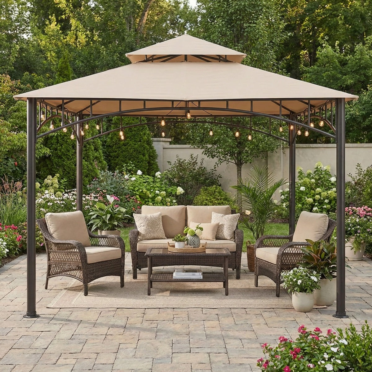 Replacement ミストカーテン ガネーシュヒマール産 Canopy Garden | Gazebo 10' x 10' L-GZ136PST Madaga for 置物
