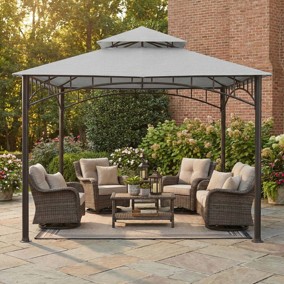 Replacement Canopy for Gardena L-GZ136PST-9C 10' x 10' Gazebo - Riplock 350, Slate Gray
