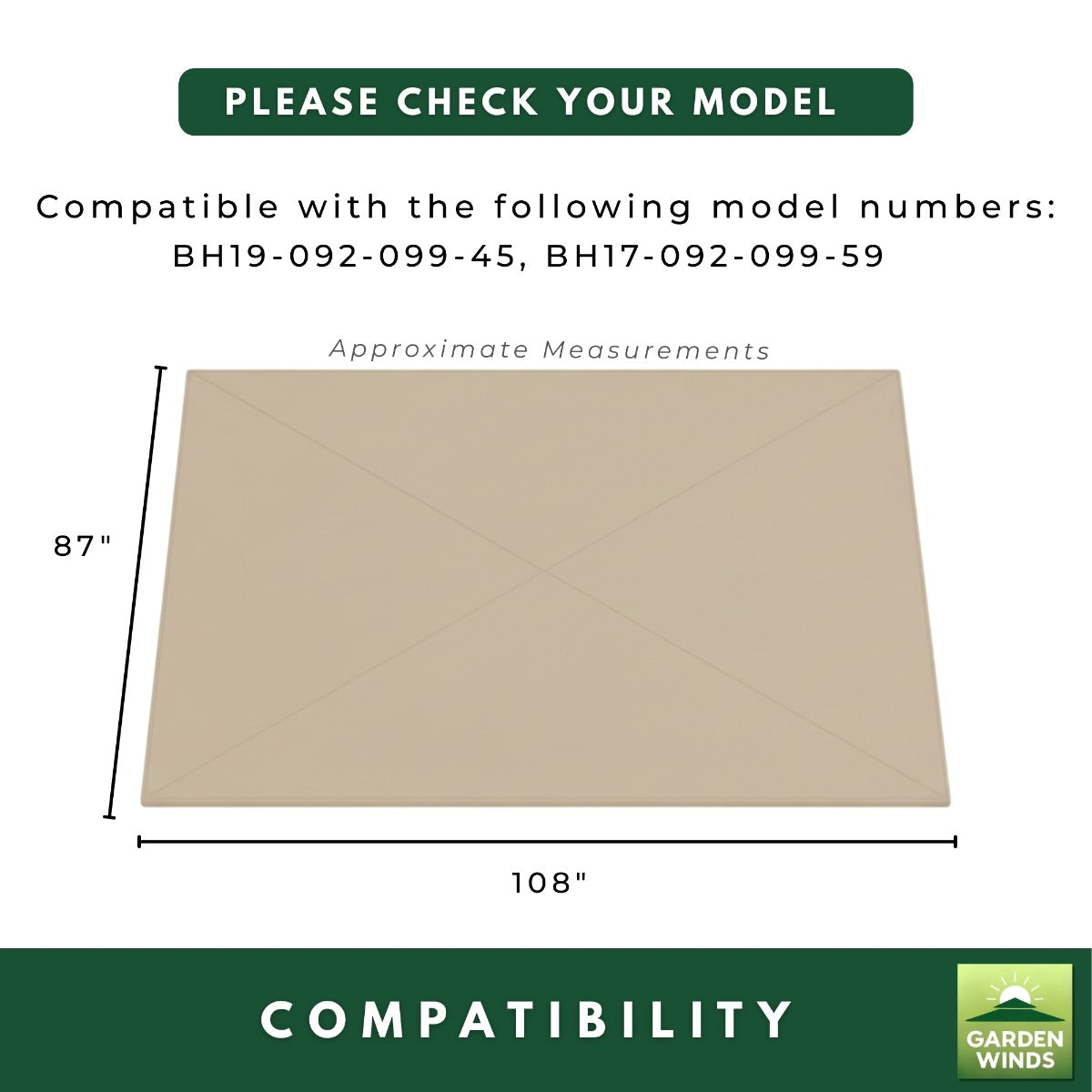 Replacement Canopy for Meritmoor BH17-092-099-59 9'x9' Pergola - Riplock 350