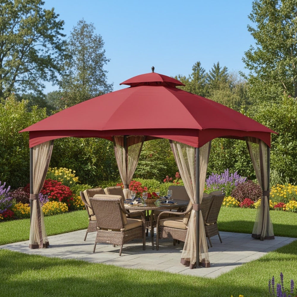 Replacement Canopy for Massillon Biscayne L-GZ933PST 10' x 12' Gazebo - Riplock 350, Cinnabar