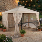 Replacement Canopy and Netting Set for Crescent TJSG081 10' x 10' Gazebo - Beige, Riplock 350