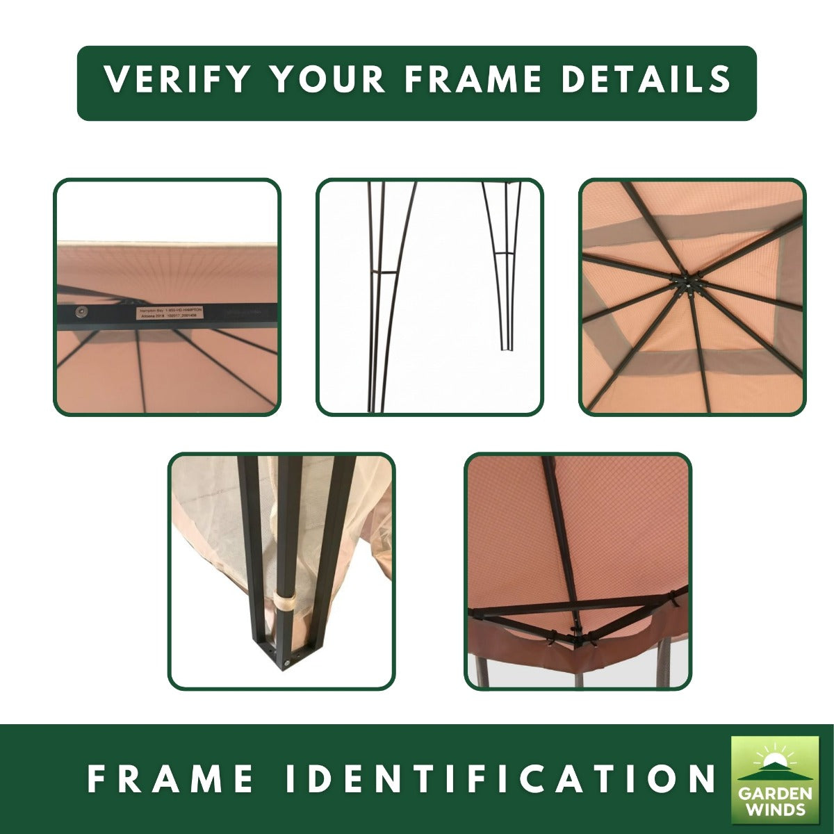 Replacement Canopy for Altoona 5LGZ1291-V3 10' x 10' Gazebo - Beige, Riplock 350