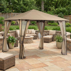 Replacement Canopy and Netting Set for Altoona 5LGZ1291-V3 10' x 10' Gazebo - Beige, Riplock 350