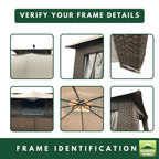 Replacement Canopy and Netting Set for Augusta L-GZ1190PST 10' x 12' Gazebo - Beige, Riplock 350