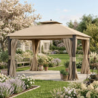 Replacement Privacy Curtain Set for Shadow Creek L-GZ1140PST 10' x 12' Gazebo - Beige, 350