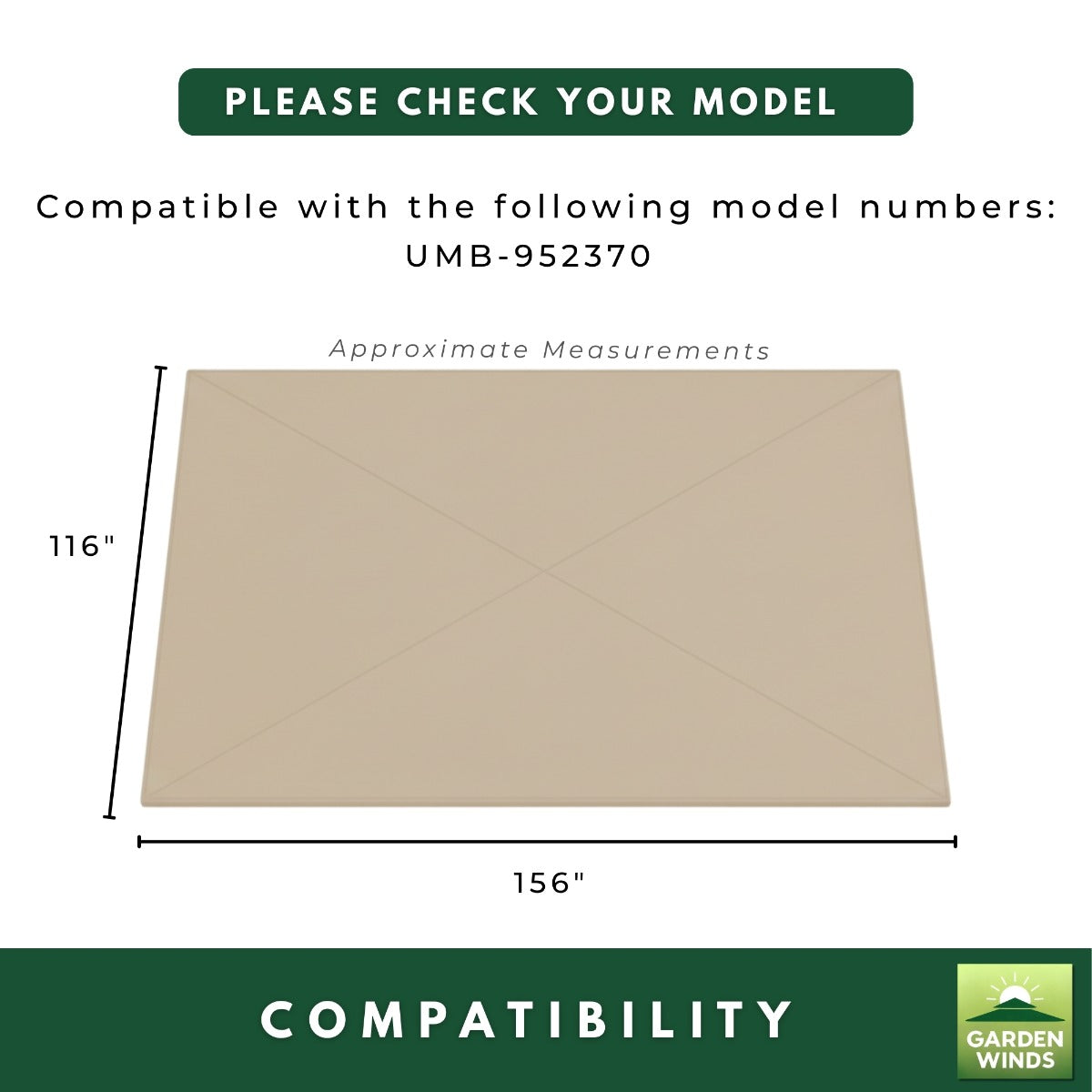 Replacement Canopy for BC UMB-952370 10 x 13 Offset Umbrella - Beige, Riplock 500