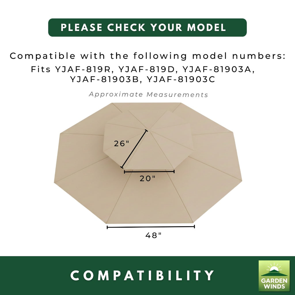 Replacement Canopy for YJAF-819R Umbrella