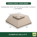 Replacement Canopy and Netting Set for Manhattan L-GZ1138PST 10' x 12' Gazebo - Beige, Riplock 350