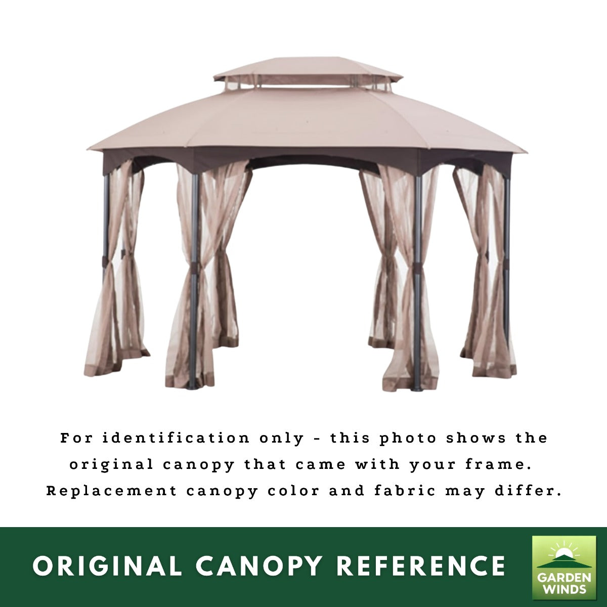 Replacement Canopy and Netting Set for Manhattan L-GZ1138PST 10' x 12' Gazebo - Beige, Riplock 350