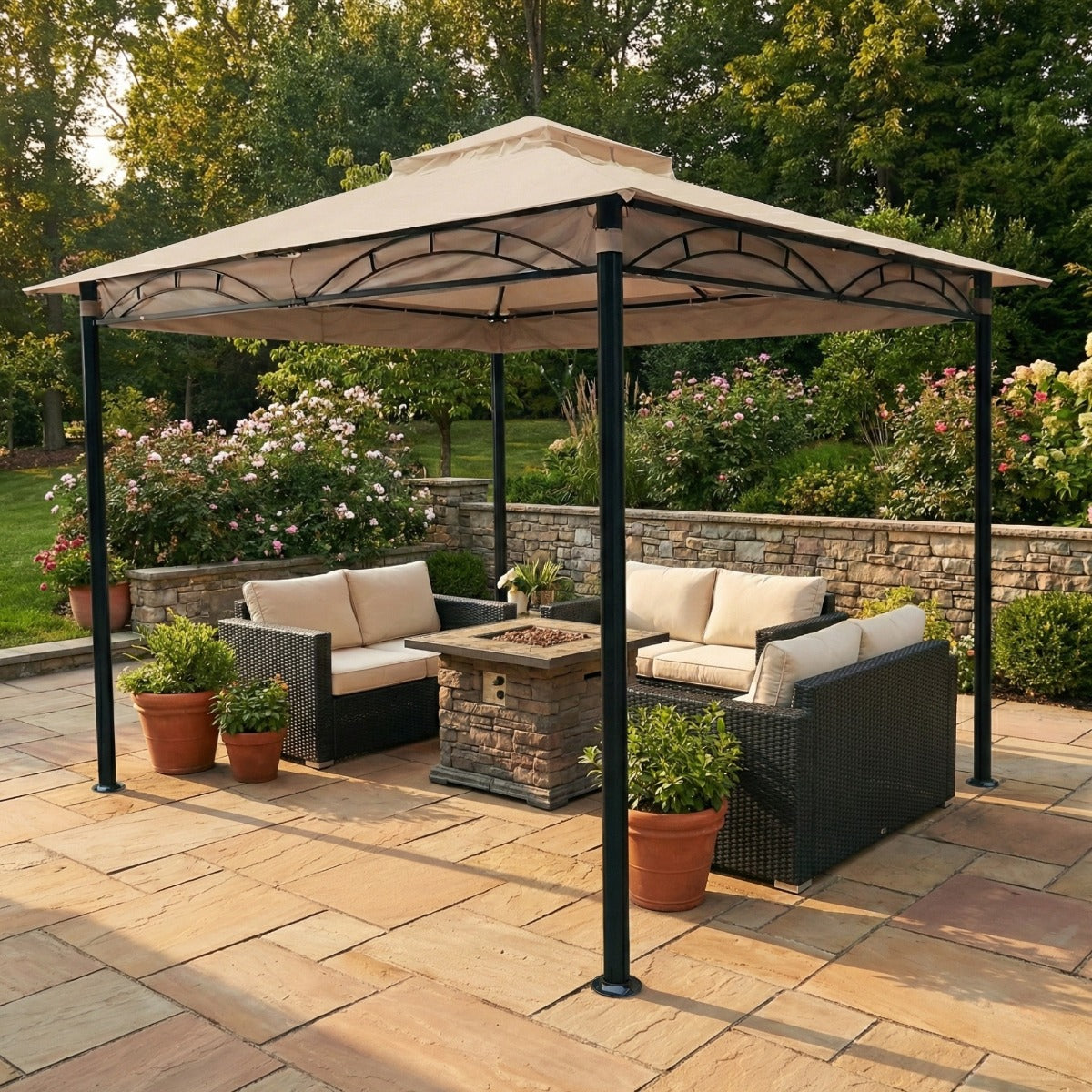 Replacement Canopy for Warm Springs Palm Springs GAZ/1-8 9' x 11' Gazebo - Beige, Riplock 350