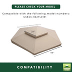 Replacement Canopy and Netting Set for Outsunny US84C-052YL0131 Hexagon 12'x12' Gazebo - Beige, Riplock 350