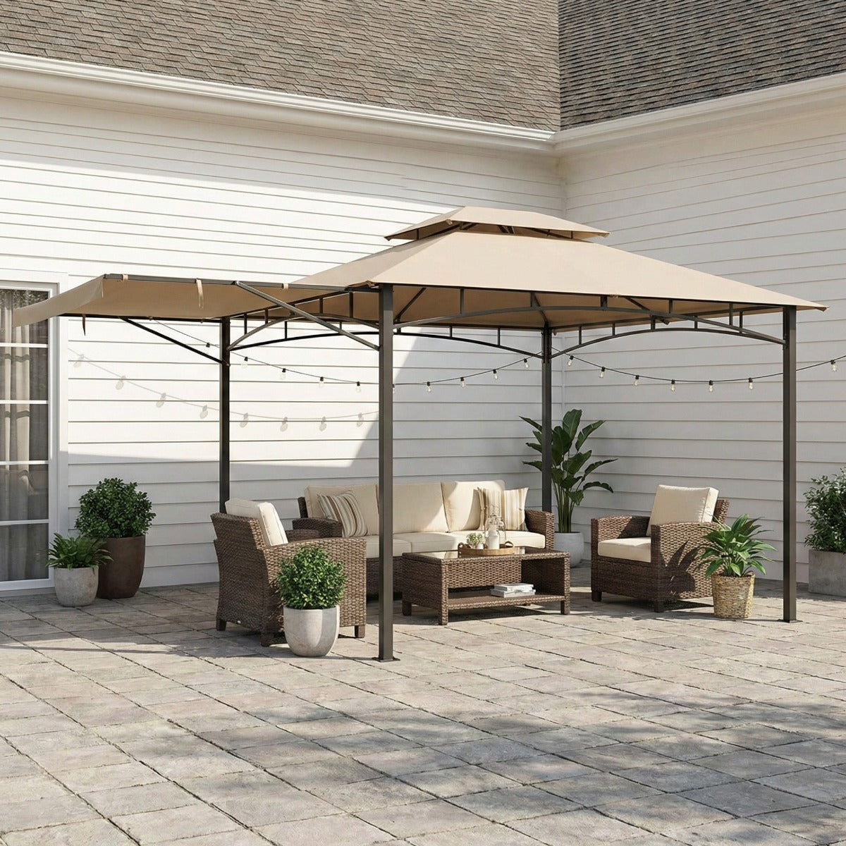 Replacement Canopy for Casual Way Awning 8633934 10' x 12' Gazebo - Beige, Riplock 350