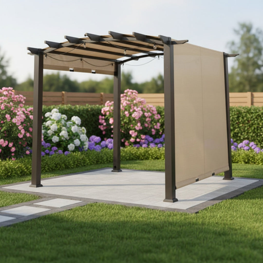 Replacement Canopy for Arched GFM00471A 10' x 10' Pergola with SLIDING CANOPY - Beige, RipLock 350