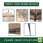 Replacement Canopy and Netting Set for Turnberry L-GZ933PCO-L 10' x 12' Gazebo - Beige, Riplock 350