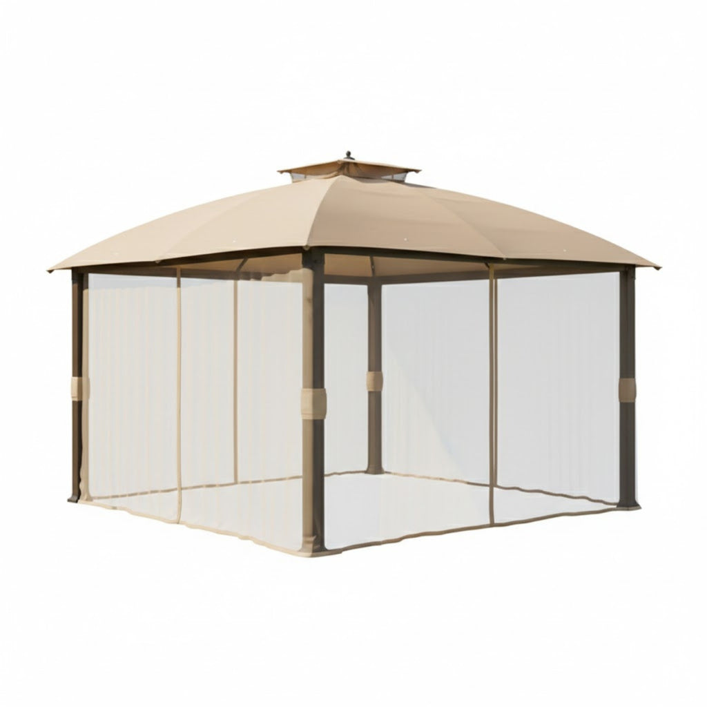 Replacement Canopy and Netting Set for Broyhill Eagle Brooke and Ashford A101007600 10' x 12' Gazebo - Beige, Riplock 350