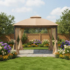 Replacement Canopy and Side Netting Set for Westbrook A101007903 10' x 12' Gazebo - Beige, Riplock 350