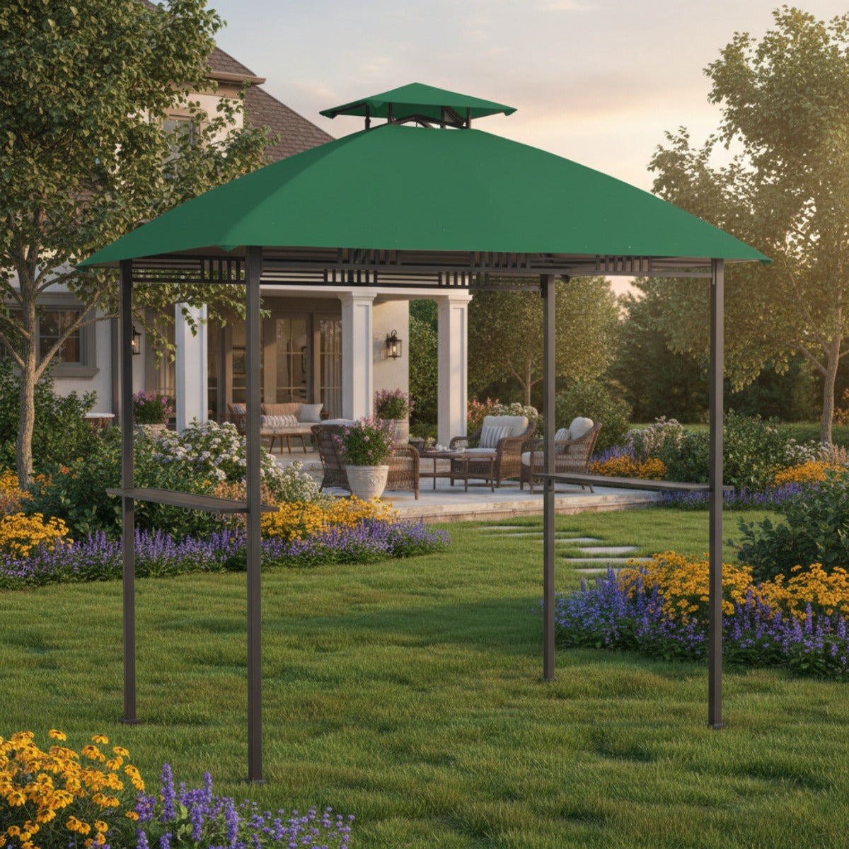 Replacement Canopy for Westbrook A103001601 Grill Gazebo - Riplock 350, Green Spruce