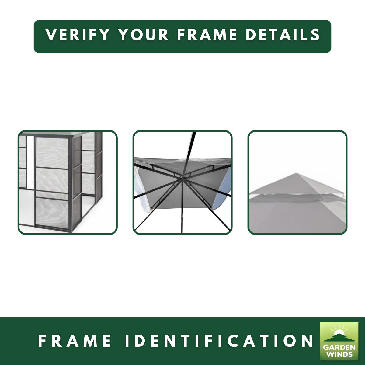 Replacement Canopy for Stratford Aluminum FSC17008 11' x 11' Gazebo - Slate Gray, Riplock 350