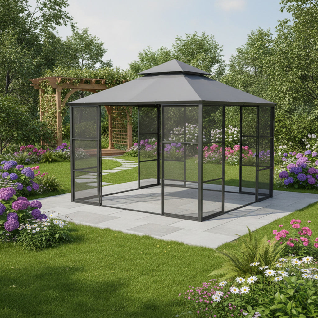 Replacement Canopy for Stratford Aluminum FSC17008 11' x 11' Gazebo - Slate Gray, Riplock 350