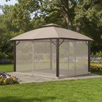 Replacement Canopy and Netting Set for Berkley Jensen A101010200 10' x 12' Gazebo - Beige, Riplock 350