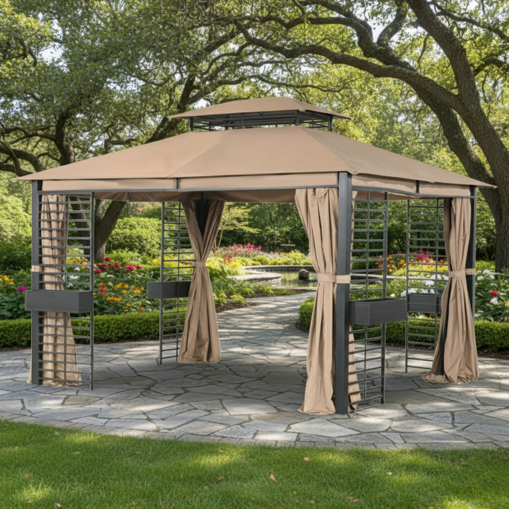 Replacement Privacy Curtain Set for Planter Box A101004400 10' x 12' Gazebo - Beige, 350