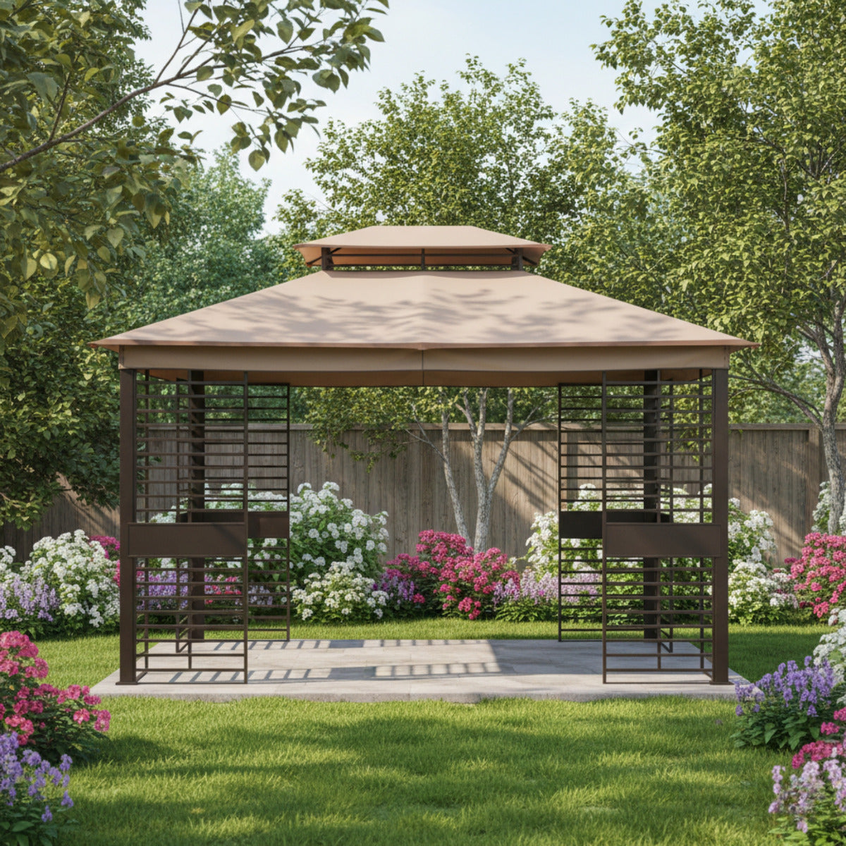 Replacement Canopy for Planter Box A101004400 10' x 12' Gazebo - Beige, Riplock 350