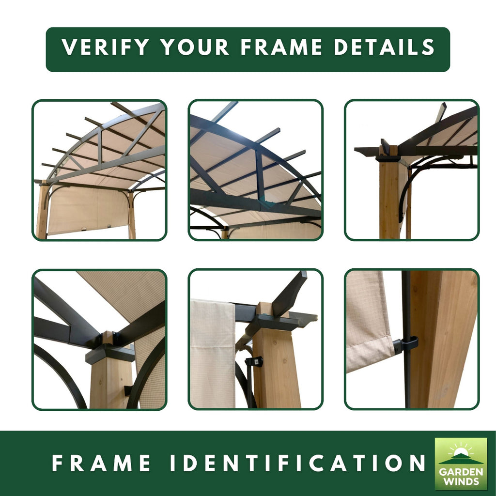 Replacement Canopy for Longford Wood Archway A106003600 10' x 12' Pergola - Beige, Riplock 500