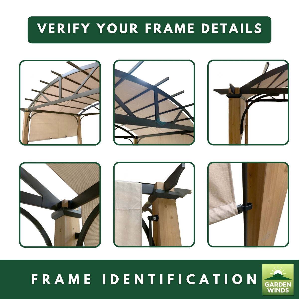Replacement Canopy for Longford Wood Archway A106003600 10' x 12' Pergola - Beige, Riplock 500
