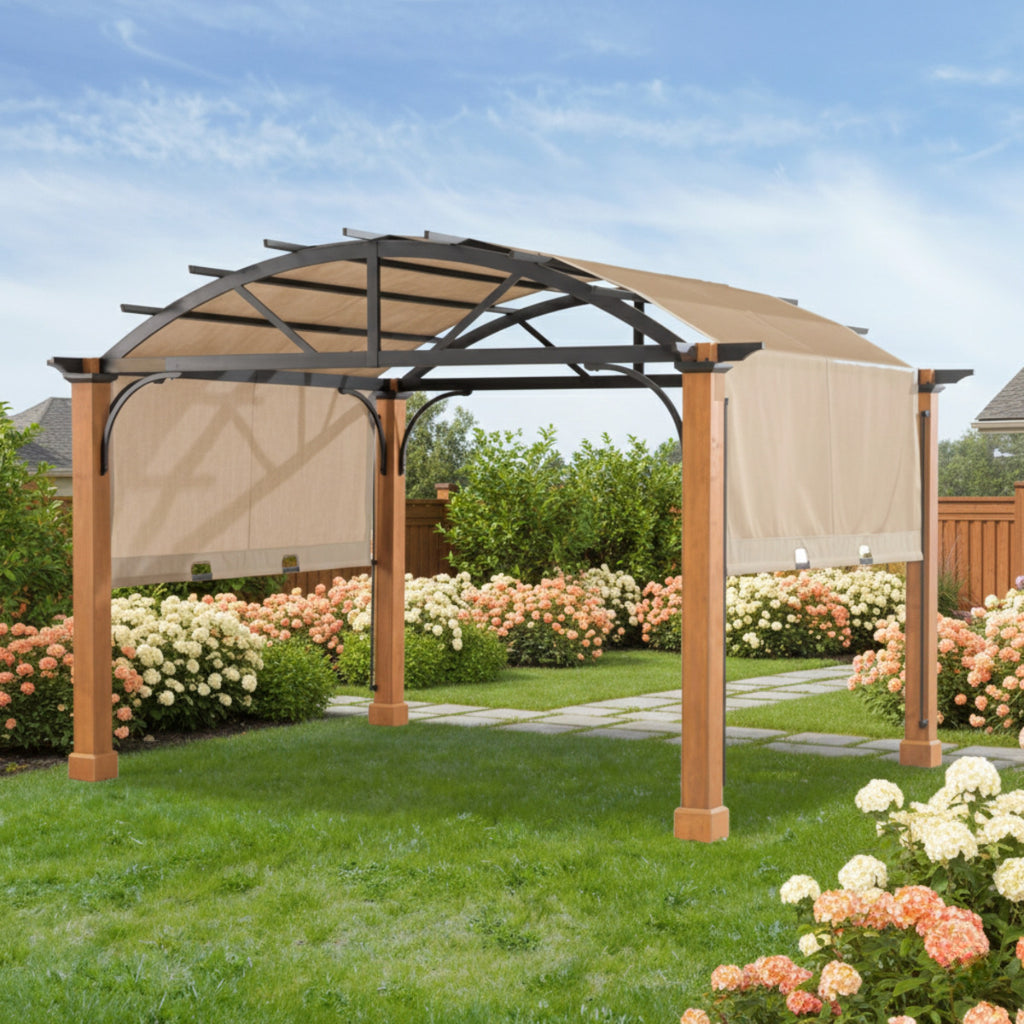 Replacement Canopy for Longford Wood Archway A106003600 10' x 12' Pergola - Beige, Riplock 500