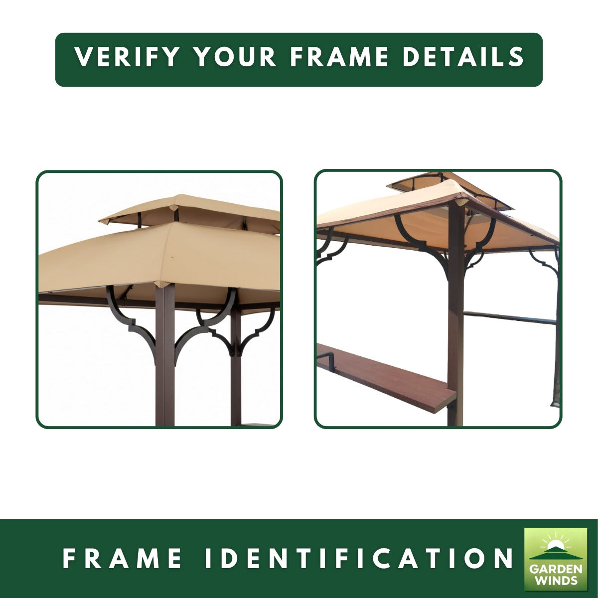 Replacement Canopy for Greenvail Grill A103001900, A103001911 Gazebo - Beige, Riplock 350