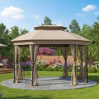 Replacement Canopy and Netting Set for Jefferies A101013211 10' x 12' Gazebo - Beige, RipLock 350