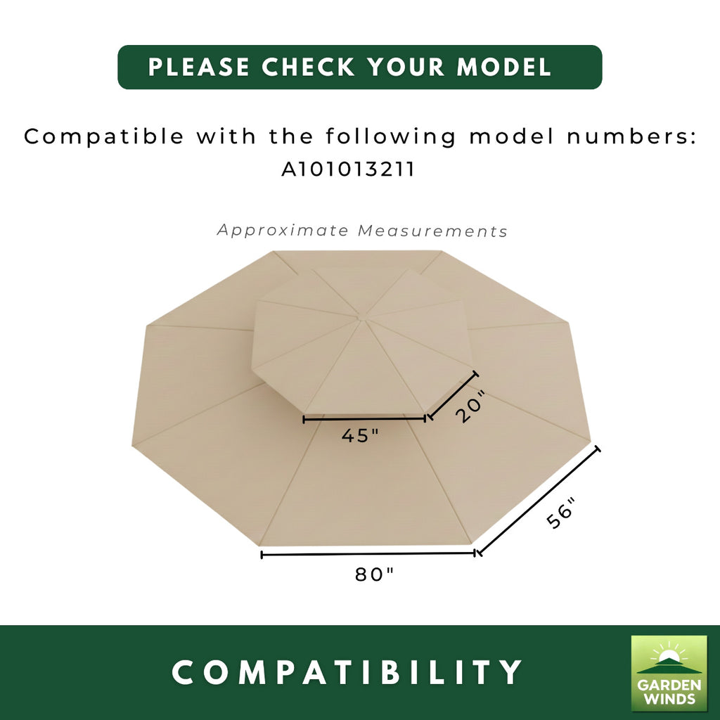 Replacement Canopy and Netting Set for Jefferies A101013211 10' x 12' Gazebo - Beige, RipLock 350
