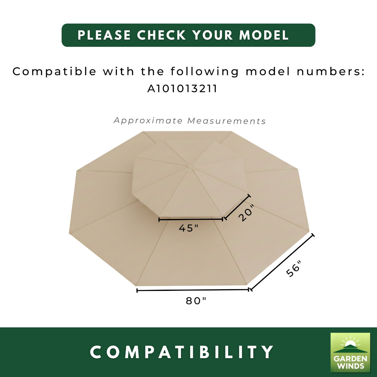 Replacement Canopy and Netting Set for Jefferies A101013211 10' x 12' Gazebo - Beige, RipLock 350